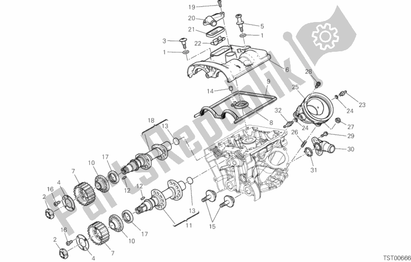 Todas las partes para Culata Vertical - Sincronización de Ducati Multistrada 950 S SW Thailand 2020